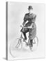 Suffragette Dressed in Man's Hat on Bicycle-null-Stretched Canvas