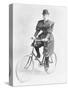 Suffragette Dressed in Man's Hat on Bicycle-null-Stretched Canvas