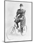 Suffragette Dressed in Man's Hat on Bicycle-null-Mounted Photographic Print