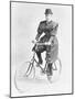 Suffragette Dressed in Man's Hat on Bicycle-null-Mounted Photographic Print