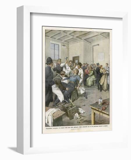 Suffragettes Force-Fed in Prison-Achille Beltrame-Framed Art Print