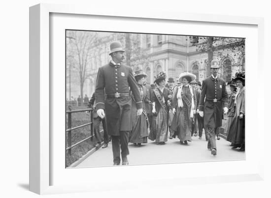 Suffragettes, Preceded By Policemen, Leaving City Hall, New York-null-Framed Art Print