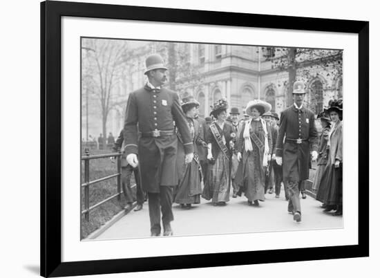 Suffragettes, Preceded By Policemen, Leaving City Hall, New York-null-Framed Premium Giclee Print