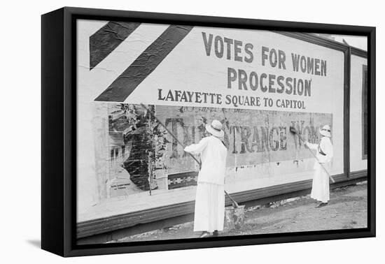 Suffragettes Uses Long Brushes To Post a Billboard Announcing a "Votes" For Women" Parade-null-Framed Stretched Canvas
