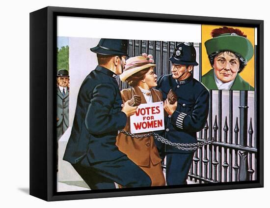 Suffragettes, with Emmeline Pankhurst-John Keay-Framed Stretched Canvas