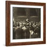 Suffragist Mabel Vernon Speaking to Large Crowd of Men in Chicago, 1917-null-Framed Photo