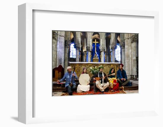 Sufi music band at Sufi Muslim wedding in St. Nicolas's Catholic church, Blois, Loir-et-Cher-Godong-Framed Photographic Print