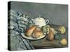 Sugar Bowl, Pears and Carpet-Paul Cézanne-Stretched Canvas