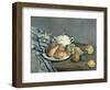 Sugar Bowl, Pears and Carpet-Paul Cézanne-Framed Giclee Print