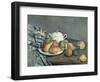 Sugar Bowl, Pears and Carpet-Paul Cézanne-Framed Giclee Print