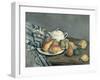 Sugar Bowl, Pears and Carpet-Paul Cézanne-Framed Giclee Print