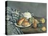 Sugar Bowl, Pears and Carpet-Paul Cézanne-Stretched Canvas