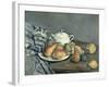 Sugar Bowl, Pears and Carpet-Paul Cézanne-Framed Giclee Print