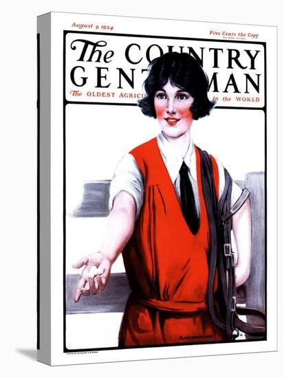 "Sugar Cube for Her Horse," Country Gentleman Cover, August 9, 1924-Katherine R. Wireman-Stretched Canvas