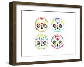 Sugar Magnolia Skulls-Rosa Mesa-Framed Art Print