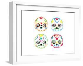 Sugar Magnolia Skulls-Rosa Mesa-Framed Art Print