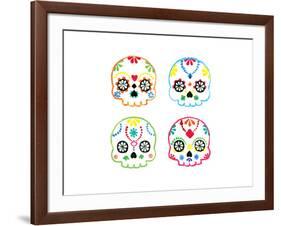 Sugar Magnolia Skulls-Rosa Mesa-Framed Art Print