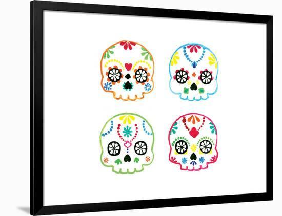 Sugar Magnolia Skulls-Rosa Mesa-Framed Art Print