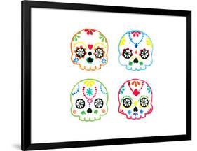 Sugar Magnolia Skulls-Rosa Mesa-Framed Art Print