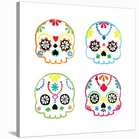 Sugar Magnolia Skulls-Rosa Mesa-Stretched Canvas