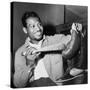 Sugar Ray Robinson Dusting Off His Boxing Gloves for His 1954 Comeback Fight-null-Stretched Canvas
