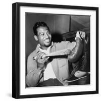 Sugar Ray Robinson Dusting Off His Boxing Gloves for His 1954 Comeback Fight-null-Framed Photo