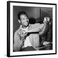 Sugar Ray Robinson Dusting Off His Boxing Gloves for His 1954 Comeback Fight-null-Framed Photo