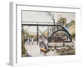 Sugar Refinery in Guinea, Watercolour, 20th Century-null-Framed Giclee Print