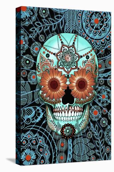 Sugar Skull Caribbean Blue-Fusion Idol Arts-Stretched Canvas