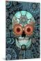 Sugar Skull Caribbean Blue-Fusion Idol Arts-Mounted Giclee Print