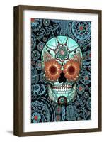 Sugar Skull Caribbean Blue-Fusion Idol Arts-Framed Giclee Print