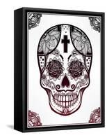 Sugar Skull in Floral Frame Illustration.-Katja Gerasimova-Framed Stretched Canvas