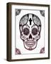 Sugar Skull in Floral Frame Illustration.-Katja Gerasimova-Framed Art Print