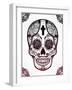 Sugar Skull in Floral Frame Illustration.-Katja Gerasimova-Framed Art Print