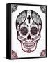 Sugar Skull in Floral Frame Illustration.-Katja Gerasimova-Framed Stretched Canvas