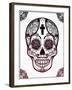 Sugar Skull in Floral Frame Illustration.-Katja Gerasimova-Framed Art Print