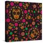 Sugar Skull Seamless Pattern-Blackspring-Stretched Canvas