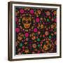 Sugar Skull Seamless Pattern-Blackspring-Framed Premium Giclee Print