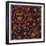 Sugar Skull Seamless Pattern-Blackspring-Framed Premium Giclee Print