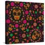 Sugar Skull Seamless Pattern-Blackspring-Stretched Canvas