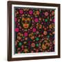 Sugar Skull Seamless Pattern-Blackspring-Framed Art Print