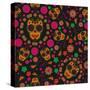 Sugar Skull Seamless Pattern-Blackspring-Stretched Canvas