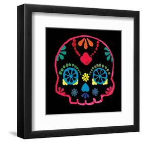 Sugar Skull Velvet III-Rosa Mesa-Framed Art Print