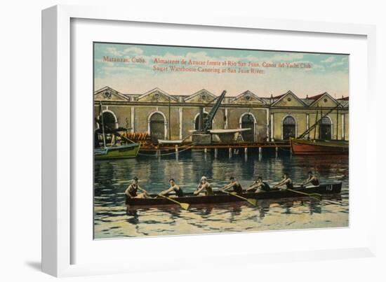 Sugar Warehouse Canoeing, San Juan River, Matanzas, Cuba, C1920S-null-Framed Giclee Print