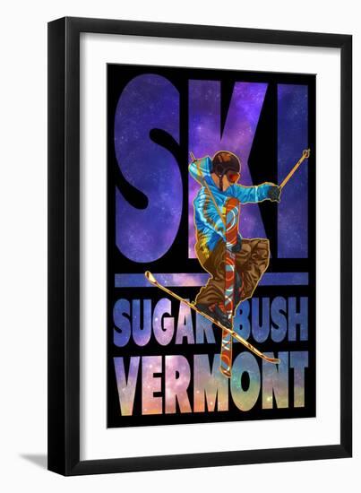 Sugarbush, Vermont - Milky Way Skier-Lantern Press-Framed Art Print