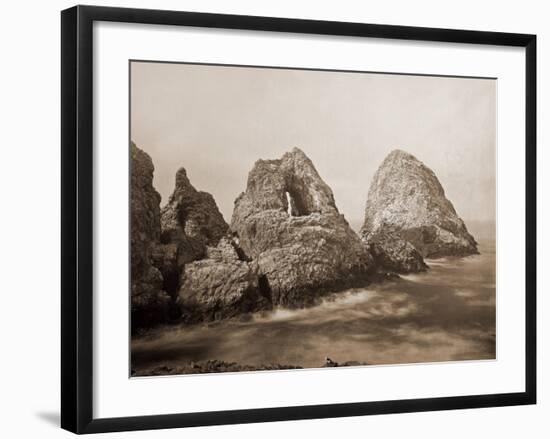 Sugarloaf Islands at Fisherman's Bay, Farallon Islands, San Francisco, California, 1869-Carleton Watkins-Framed Art Print