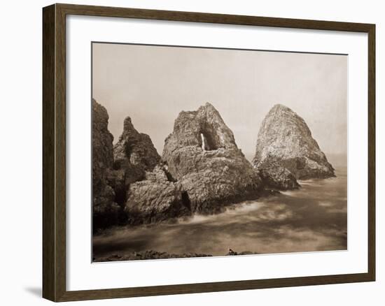 Sugarloaf Islands at Fisherman's Bay, Farallon Islands, San Francisco, California, 1869-Carleton Watkins-Framed Art Print