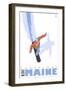 Sugarloaf, Maine, Stylized Snowboarder-Lantern Press-Framed Art Print