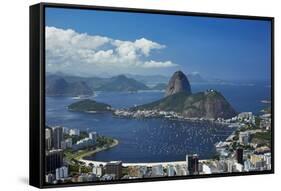 Sugarloaf Mountain, Guanabara Bay, and Botafogo Beach, Rio de Janeiro, Brazil-David Wall-Framed Stretched Canvas
