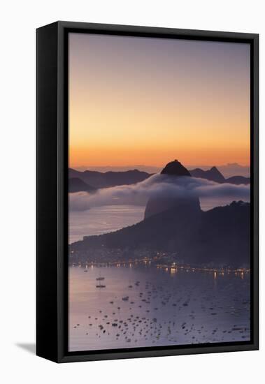 Sugarloaf Mountain (Pao De Acucar) at Dawn, Rio De Janeiro, Brazil, South America-Ian Trower-Framed Stretched Canvas